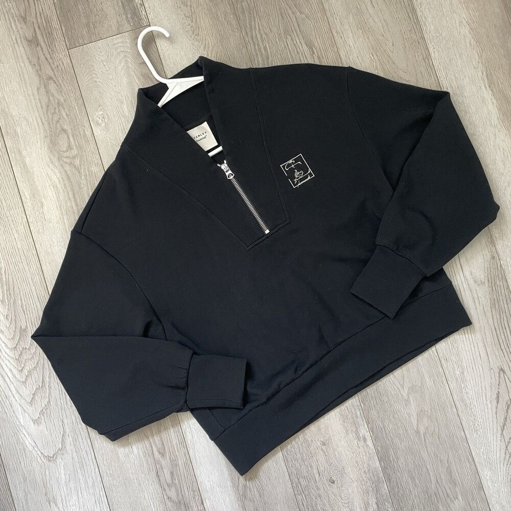 Varley Davidson Sweatshirt doublesoft half zip pullover womens Black (small)